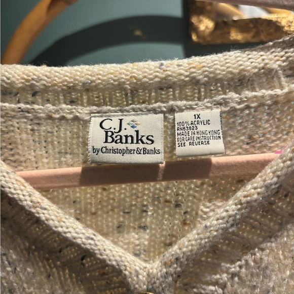 CJ Banks  Cream Knit Henley Sweater - Picture 2 of 4